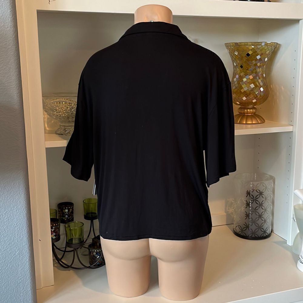 BP Nordstrom Woman’s Black Collar Button Crop Top - Picture 5 of 8